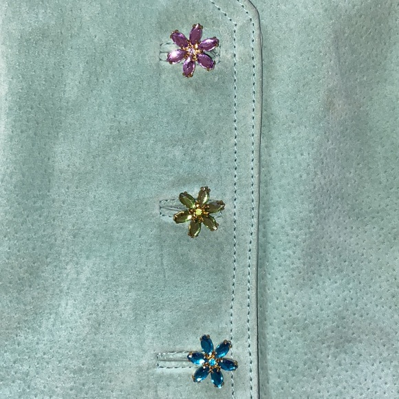 WILSONS LEATHER Floral Jewelled Aqua Suede Bustier - Picture 10 of 13